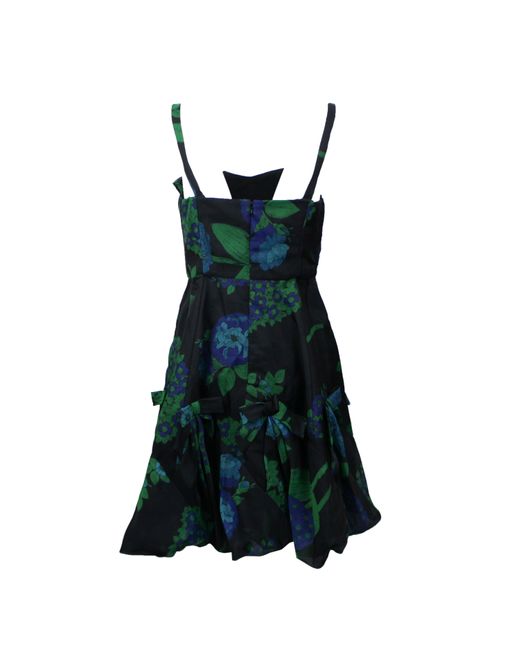 Anna Sui Green Floral Print Organza Dress
