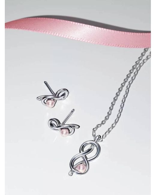 Pandora White Infinity Knot Jewelry Earrings And Pendant Necklace Giftset
