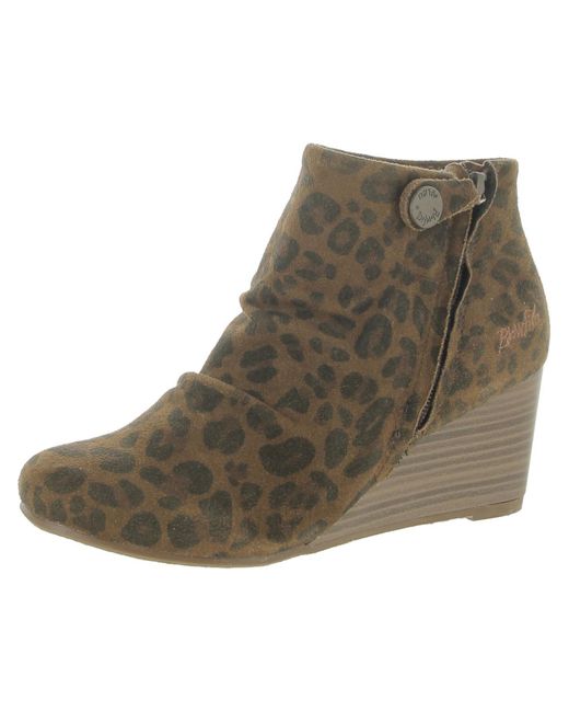 Blowfish Brown Faux Suede Ankle Wedge Boots