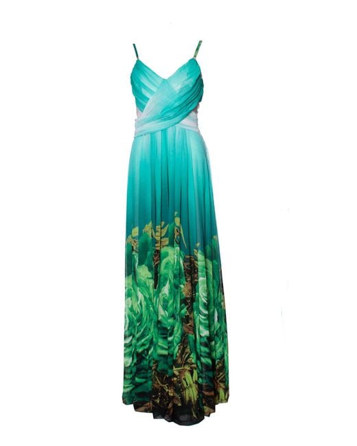 Roberto Cavalli Green Floral Gown