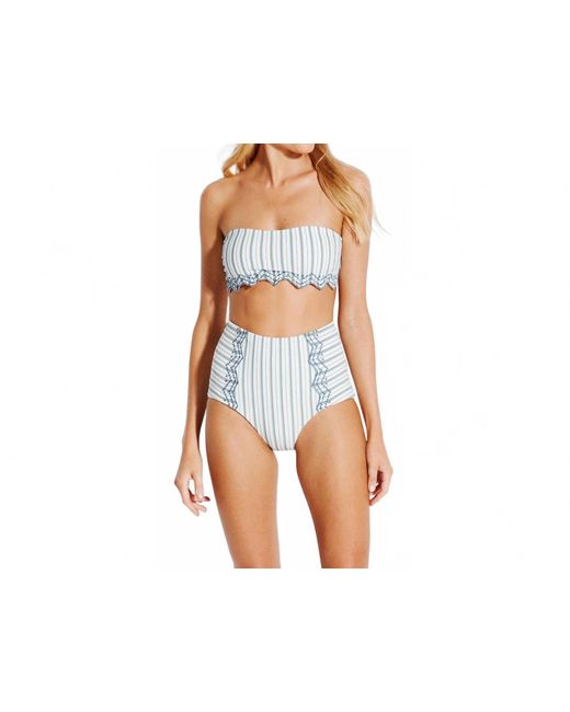 Seafolly Blue Sea Stripe Bandeau Bikini Top
