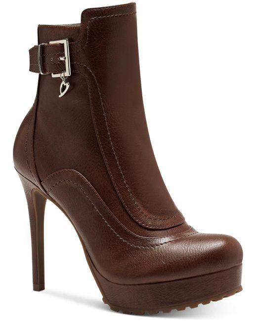 Thalia Sodi Brown Cara Zipper Buckle Platform Heels