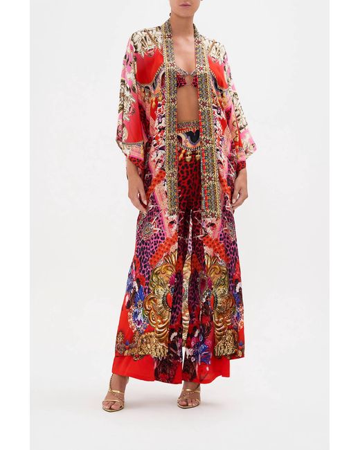 Camilla Red Artesania Mania Graphic Silk Kimono