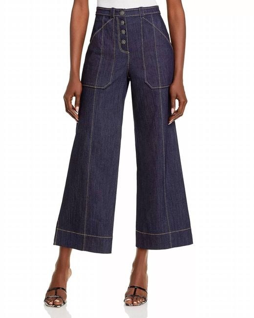 Cinq À Sept Blue Benji Cropped Wide-leg Jeans In Indigo