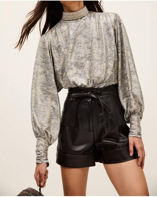 Ba&sh Black Tully Billowed Sleeves Top