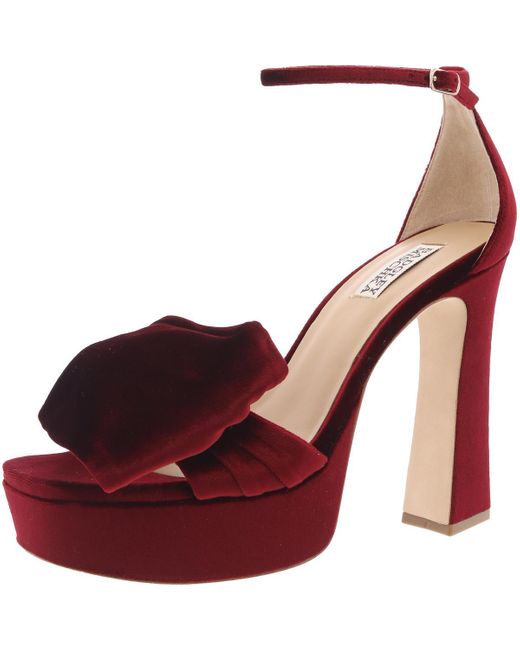 Badgley Mischka Brown Alora Ii Block Heel Velvet Platform Sandals