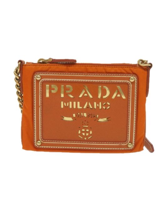 Prada Brown Tessuto Synthetic Shoulder Bag (pre-owned)