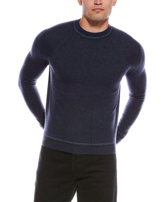 Autumn Cashmere Blue Raglan Cashmere Crewneck Sweater for men