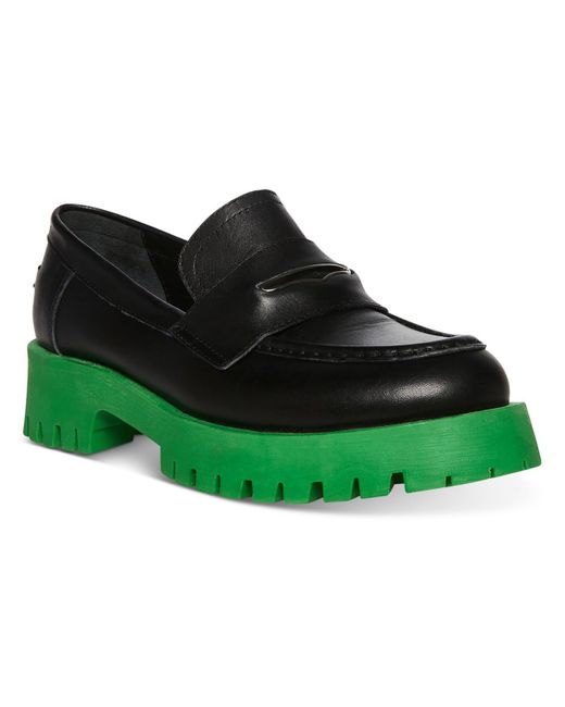 Steve Madden Green Lawrence Leather Chunky Loafers
