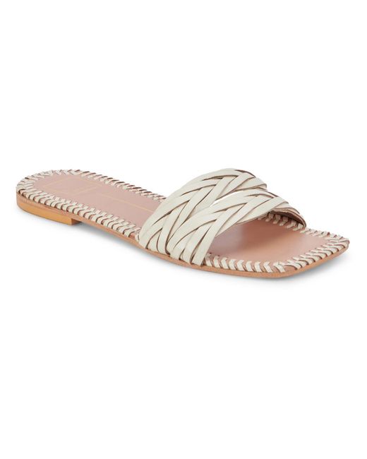 Dolce Vita White Avanna Leather Slip On Slide Sandals