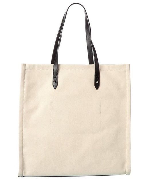 Canvas tote with leather straps cheap