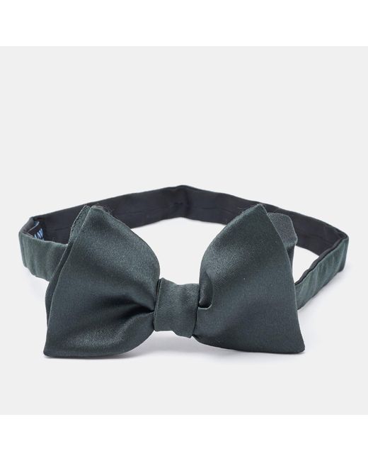 Lanvin Blue Dark Silk Double Bow Tie for men