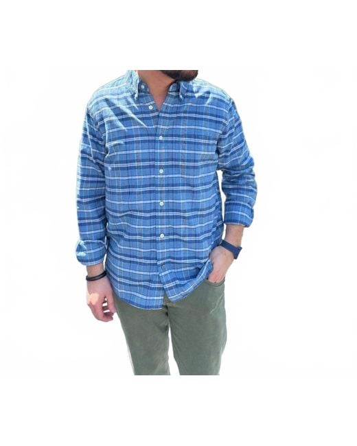 Original Madras Trading Co. Blue Classic Button Down Long Sleeve Shirt for men