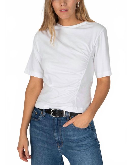 10 Crosby Derek Lam White Frederic Ruched Short Sleeve Top
