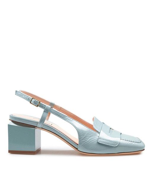 Agl Attilio Giusti Leombruni Blue Classic Patent Leather Moccasin With Square Toe