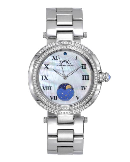 Porsamo Bleu South Sea Crystal Moon Bracelet Watch, 108essm in Silver