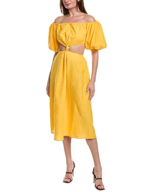 Farm Rio Yellow Linen-blend Maxi Dress