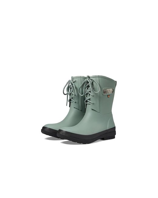 Bogs Black Amanda Ii Lace Jade Waterproof Lace-Up Rain Boots Rhs4650