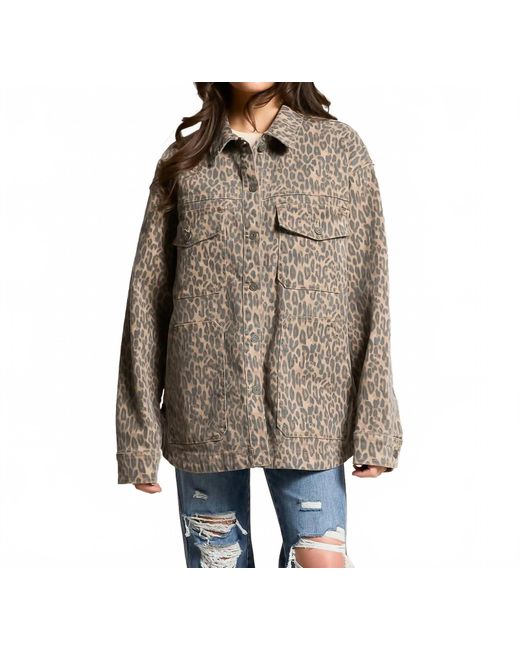 Hidden Jeans Brown Oversized Button Down Shacket