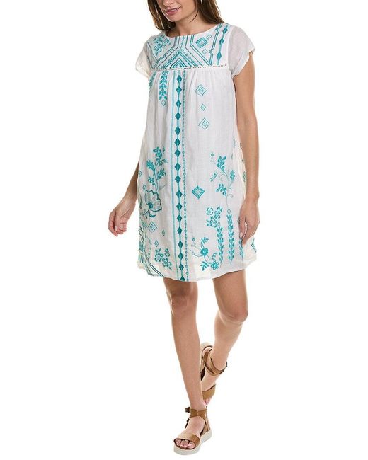 Johnny Was Blue Willow Petal Sleeve Tunic Dress