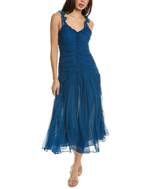 Ulla Johnson Blue Rosaria Silk Dress