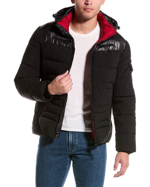 Point Zero Black Engineered Quilted Puffer Jacket for men
