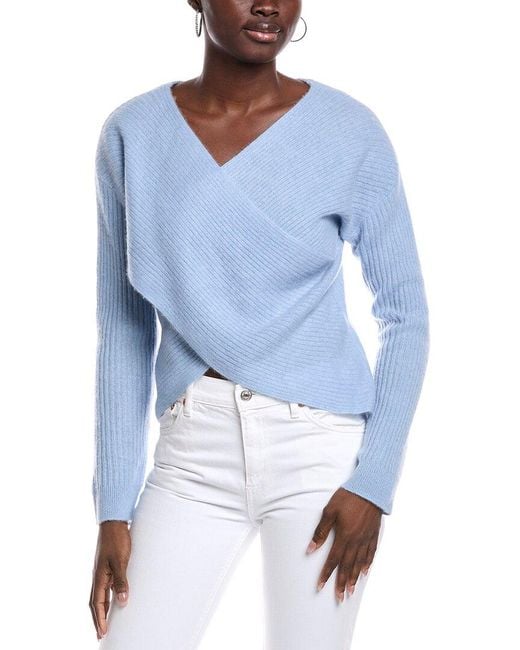 NAADAM Blue Reversible Crossover Cashmere Sweater