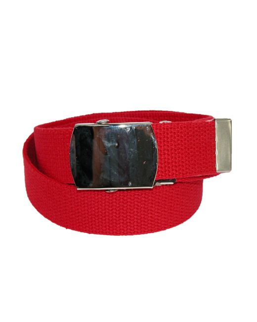 CTM Red Big & Tall Cotton Adjustable Belt With Nickel Buckle for men