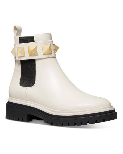 MICHAEL Michael Kors White Stark Leather Chelsea Ankle Boots
