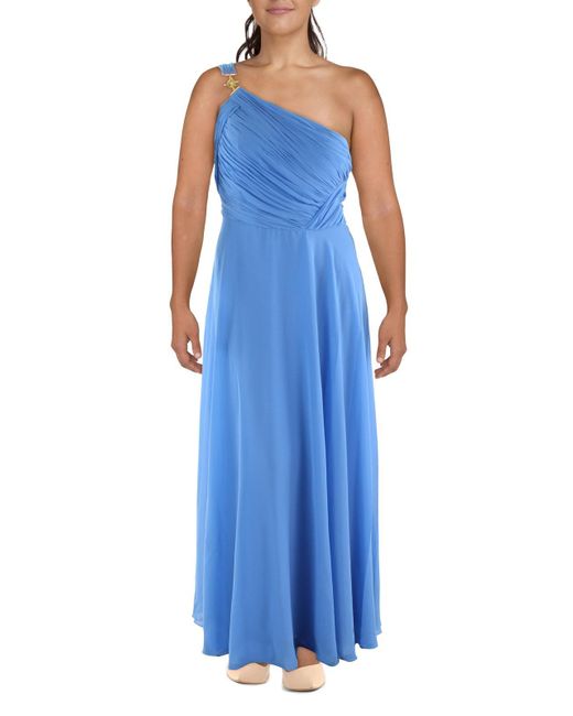 Lauren by Ralph Lauren Blue One Shoulder Long Evening Dress