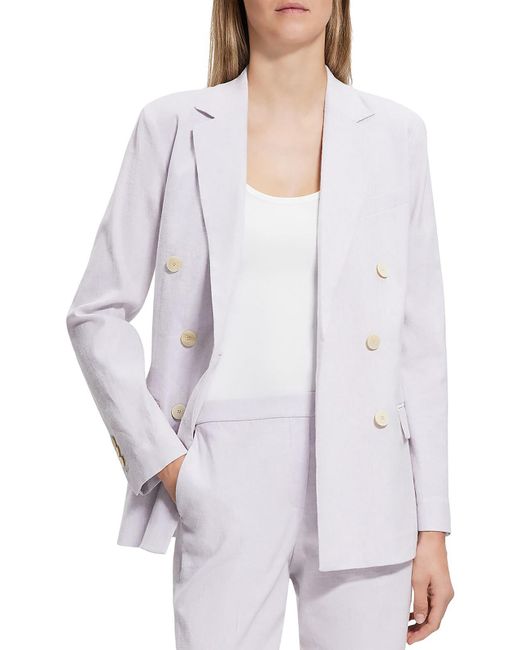 Theory White Office Business Double-breasted Blazer