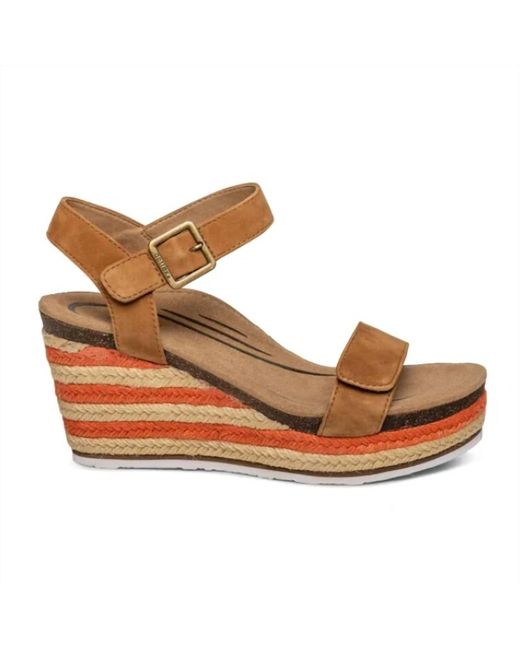 Aetrex Brown Sydney Platform Wedge Sandal