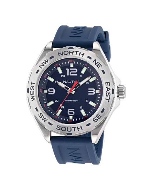 Nautica Blue Clearwater Beach Recycled Silicone 3-hand Watch for men