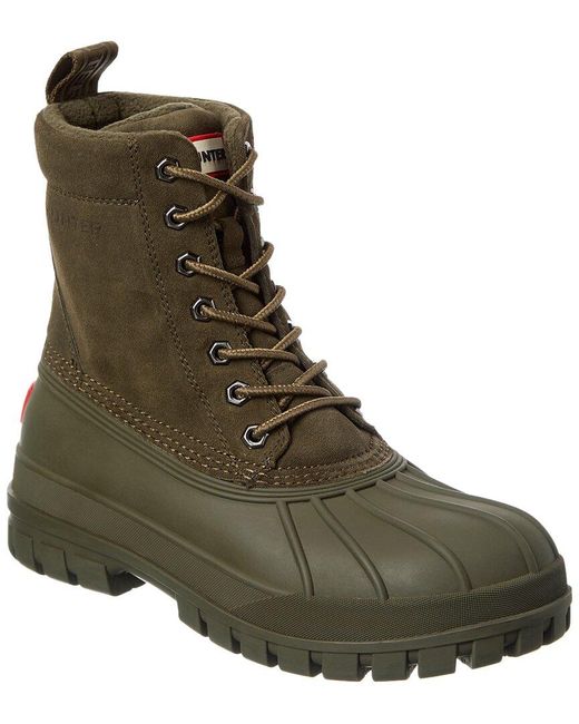 Hunter Green Velour Suede & Injected Matte Rubber Boot for men