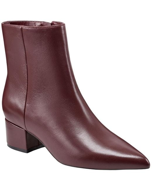 Marc Fisher Purple Gismo Leather Pointed Toe Ankle Boots