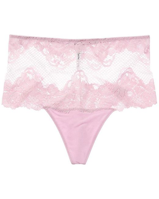 Le Mystere Pink Lace Allure High-waist Thong