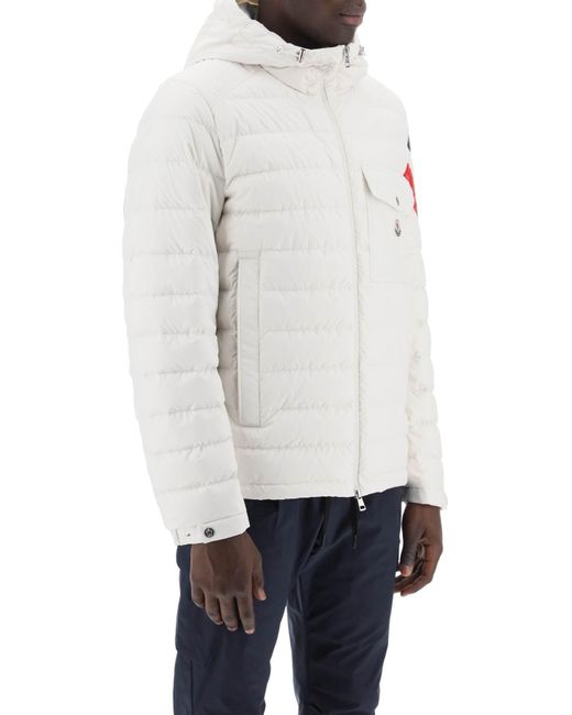 Moncler White Basic Berard Down Jacket With Tricolor Intarsia
