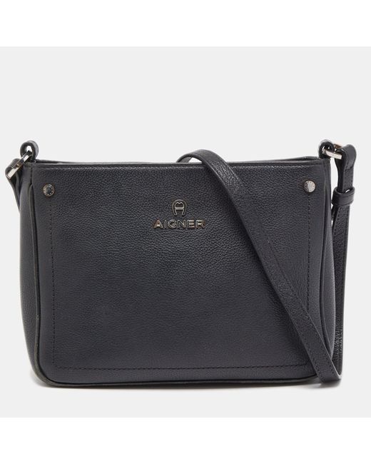 Aigner Black Leather Ava Crossbody Bag