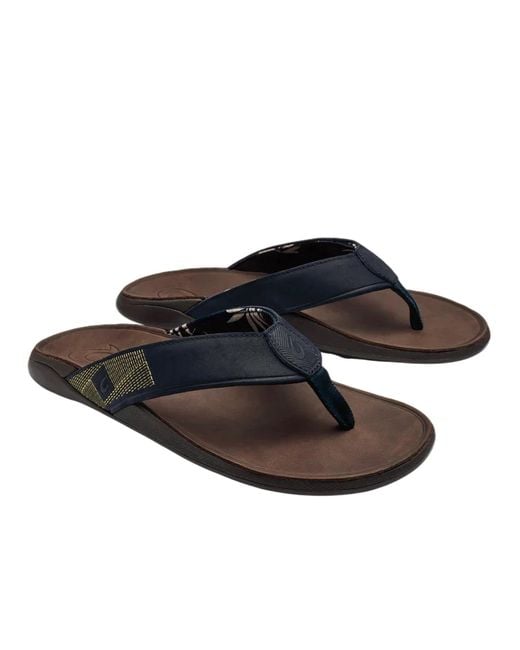 Olukai Black Tuahine Sandal for men