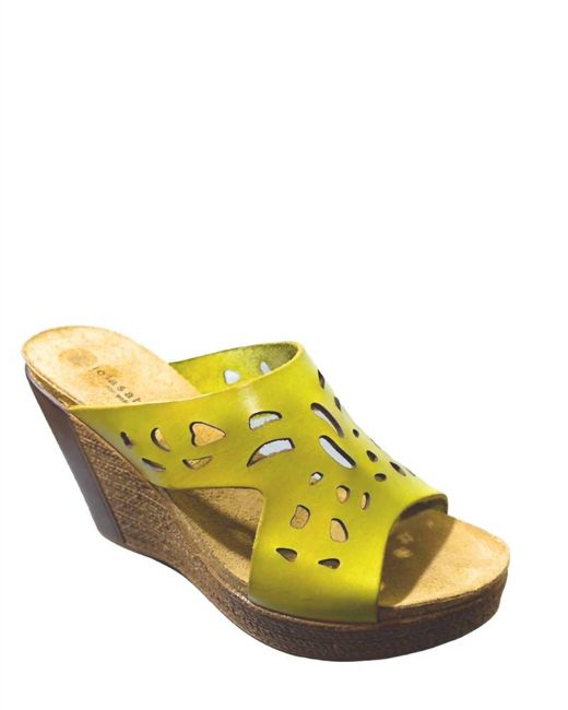 Eric Michael Yellow Eden Wedge Sandals