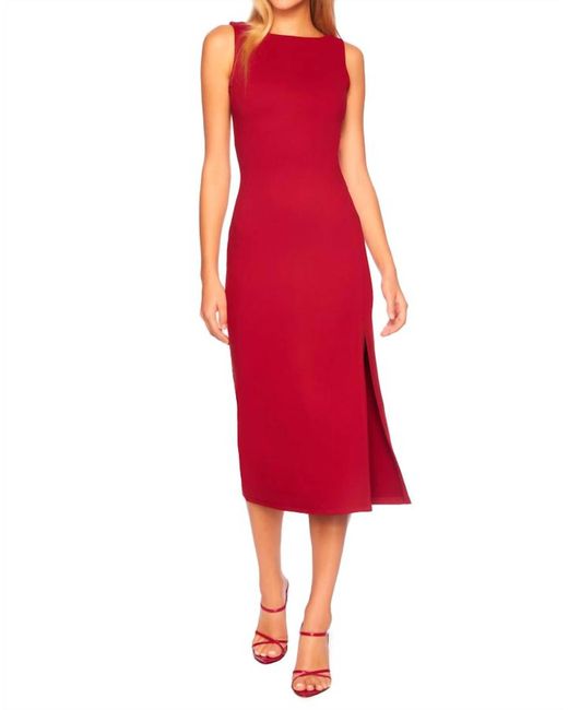 Susana Monaco Red Crew Slit Sleeveless Dress