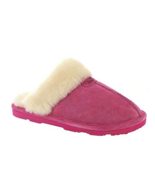 BEARPAW Pink Loki Ii Faux Fur Lined Slip On Slide Slippers