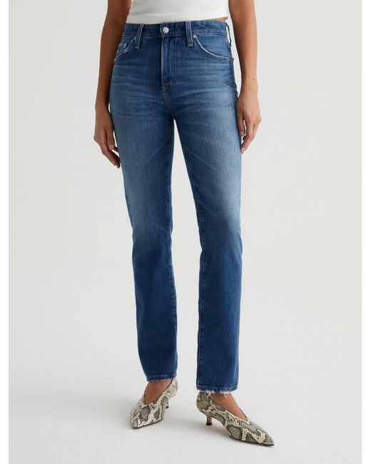 AG Jeans Blue Mari High Rise Slim Straight Jean