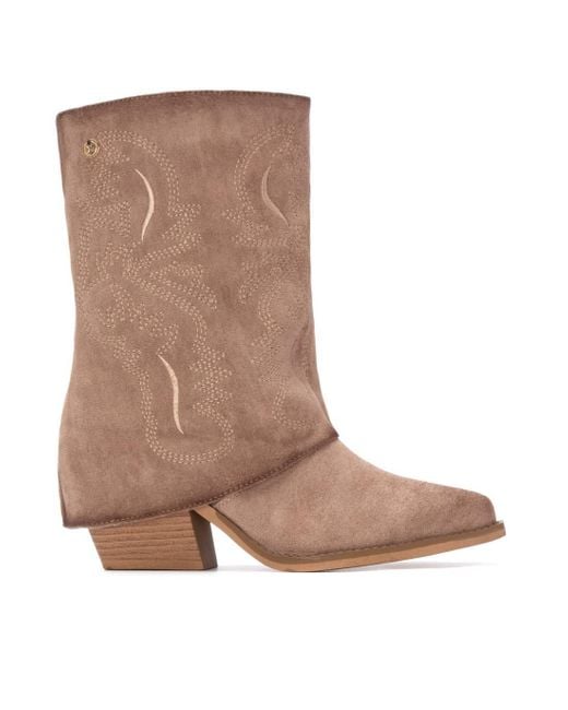 Xti Brown Suede Foldover Booties By