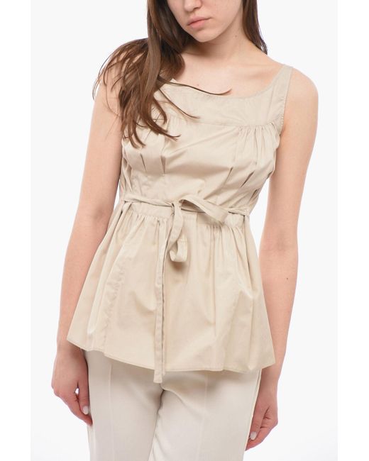 Aspesi Natural Pleated Top With Belt