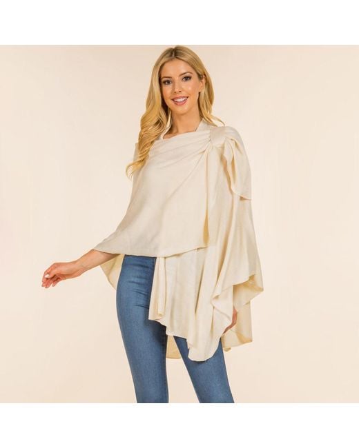 TRUEDAMES Natural Elegant Solid Drape Wrap Poncho