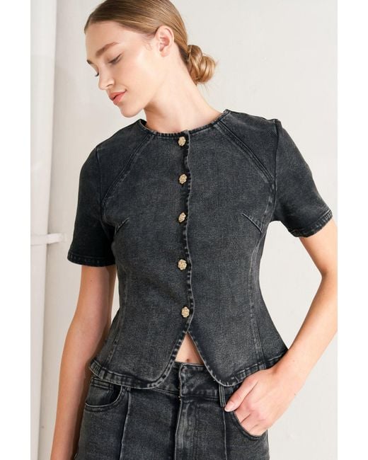 TRUEDAMES Gray Elegant Everyday Look Denim Jacket