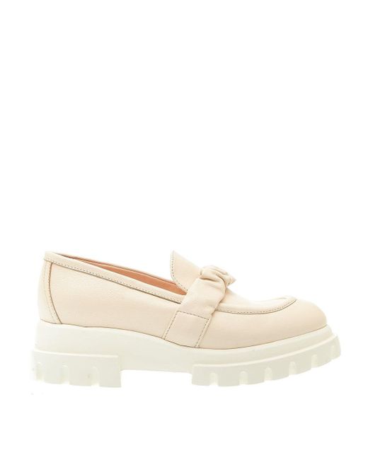 Agl Attilio Giusti Leombruni Natural Cream Moccasin With Rubber Sole