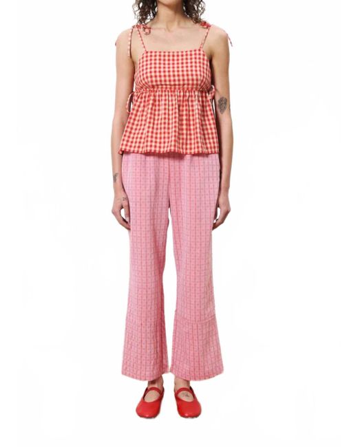 FRNCH Red Edvina Wide Leg Trousers
