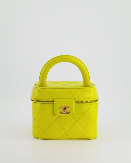 Chanel Yellow Vintage Top Handle Vanity Bag